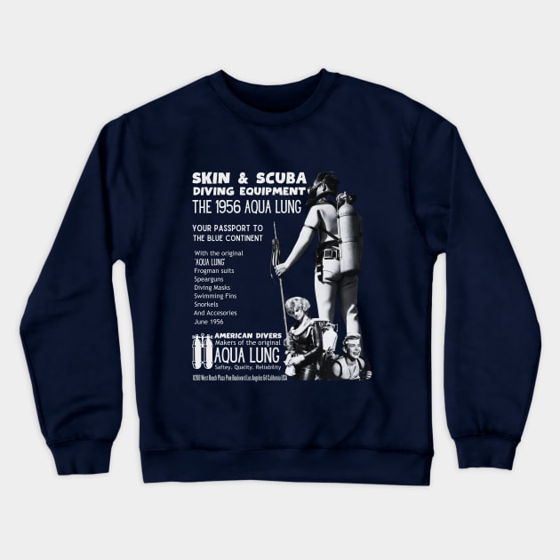 Vintage Aqua Lung scuba diving frogman Crewneck Sweatshirt by Teessential